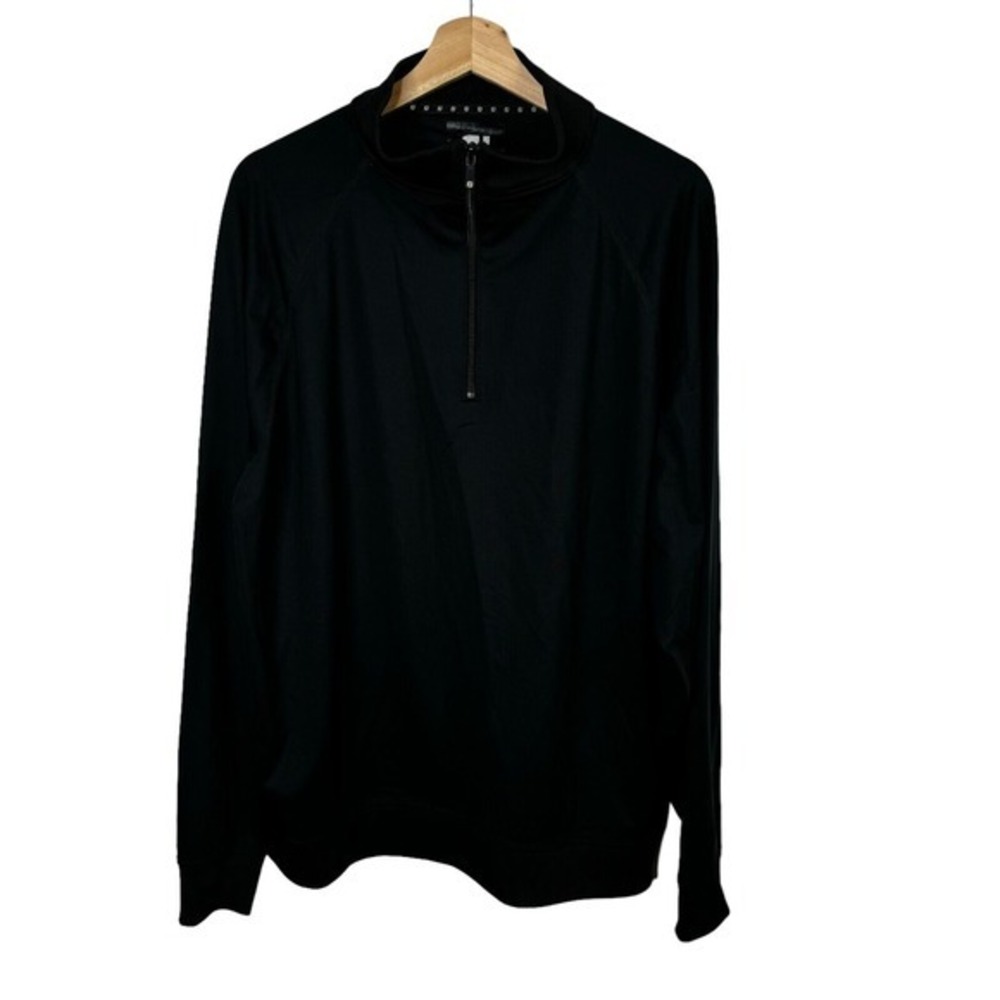 FootJoy Size L Mens Nylon Black‎ 1/4 Zip Mock neck Long Sleeve Jacket Sweater